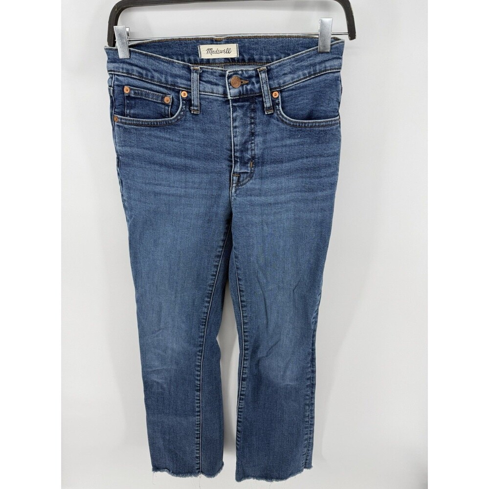 Madewell Mid-Rise Kick Out Crop Jeans Size 25 Cherryville Wash Raw Hem